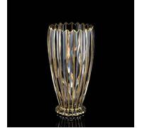 Vase en cristal doré - GREENVEA - Peint à la main - 27 cm de haut - Motif rainuré - Ronde - Doré - Style moderne