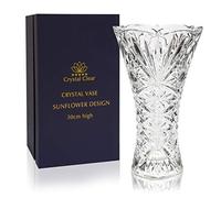 Vase en Cristal Transparent de 30 cm de Haut pour Fleurs et décoration, Motif Tournesol, Amour éternel pour la Maison, Beau, Brillant, Charmant, adapté à Toutes Les Occasions, Parfait comme Cadeau.