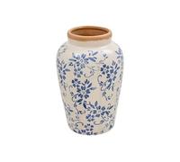 Vase en dolomite motifs fleurs 23.5cm Bleu Clair