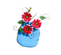Vase en fer forgé rural avec couleur vivante pour intérieur et extérieur Accessoires d'art en fer décoratif Mur multi-usage