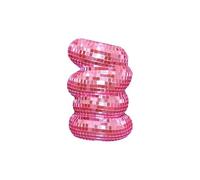Vase en forme de boule disco en forme de boule en verre, pot de fleurs miroir de forme unique, pot de rangement pour pinceaux de maquillage pour décoration de maison et de bureau (rose)