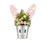 Vase en forme de lapin pour fleurs - Décoration de printemps amusante avec éclairage - Pot de fleurs décoratif - Pour l'intérieur et l'extérieur - Salon - Chambre à coucher - Balcon - Bureau - Jardin