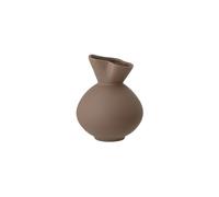 Vase en grès marron, à poser, conique, ondulé, glacis mat - Bloomingville, Nicita - Ø17xH20 cm