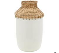 Vase en métal blanc et rotin Grand modèle