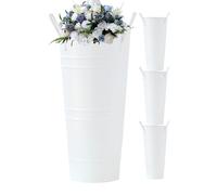 Vase en métal galvanisé - Fleurs rustiques de style fermier français | Centres de table de mariage, décoration de la maison, étagère pour salon, ensemble de jardinières décoratives
