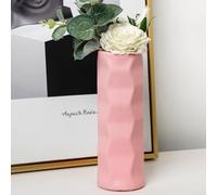 Vase en plastique blanc de 21 cm, style simple et moderne (rose) | Matériau 100 % plastique, résistant aux fuites, facile à nettoyer, léger à transporter, options blanc, rose, vert