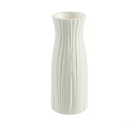 Vase en plastique blanc imitation céramique - Grand pot de fleurs décoratif incassable - Pot de fleurs séchées - Décoration d'intérieur moderne de mariage, centre de table, bureau (blanc)