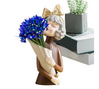 Vase en Résine Moderne - Figurine De Fille Intégrée, Design Élégant Et Artistique, Haute Qualité | Arrangement Floral Contemporain, Décoration De Bureau Et Chambre, Statue Décorative