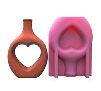 Vase en résine - Moule en silicone - Pour pinceaux de maquillage - Porte-stylo - Outil décoratif en forme de cœur - Pot de fleurs en silicone