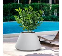 Vase en résine pour Plantes intérieur/extérieur, Design Rond Conique d.60x35h Stromboli Blanc