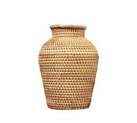 Vase en rotin - Support de pot de fleurs - Rangement pour plantes - Vase en osier - Panier à courrier empilable - Jaune (multicolore, taille unique)
