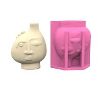 Vase en silicone avec visage abstrait adapté pour l'artisanat de vases en béton uniques et de pots de fleurs pour la fabrication de bijoux