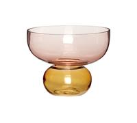 Vase en verre ambre et rouge, soufflé main, large, forme calice, à poser - Hübsch, Spectacle - Ø25 H20 cm