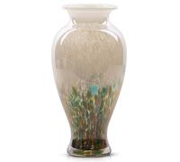 Vase en verre coloré soufflé à la bouche de 30 cm de haut, large col, objet d'art moderne pour décoration intérieure, cheminée, centre de table, entrée, salon, décoration de mariage, Vert
