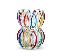 Vase en verre cristal coloré peint à la main de 17,5 cm de haut - Vase texturé unique pour fleurs fraîches et plantes hydroponiques, centre de table décoratif moderne pour table à manger, table basse