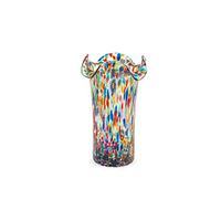 H&h veneziano vaso in vetro smerlato, 20cm, made in italy