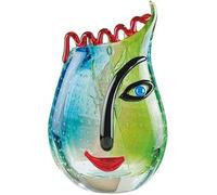 Vase en verre - GILDE GLAS ART - Vero - Motif visage - Fait main - Multicolore - H28 cm
