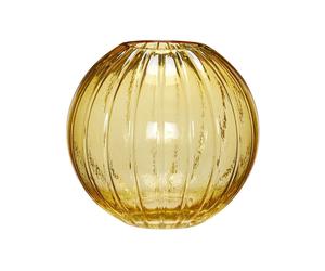 Vase en verre jaune, à poser, rond, ondulé - Hübsch, Fleur - Ø18xH17 cm