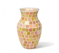 Vase en Verre mosaïque 20 cm, Vase à Fleurs déco, Rose doré Vase (Rose-C)