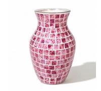 Vase en Verre mosaïque 20 cm, Vase à Fleurs déco, Rose Floral Vase (Rose-D)