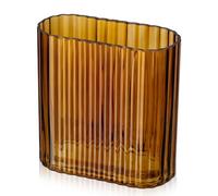 Vase en verre nervuré, décoratif, moderne, transparent, pour salon, table à manger, entrée, cheminée, étagère, mariage, bureau, ambre