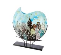 Vase en Verre Peint à la Main Motif lumières urbaines Gris/Bleu Clair/Noir Hauteur 51 cm