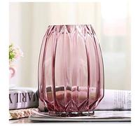 Vase En Verre Pour Fleurs, Style Moderne Et Épuré, Soufflé À La Main, Forme Verticale, Transparent, Idéal Pour Lys Et Roses, Avec Un Motif Riche En Bambou. Vase En Verre Pour La Maison, Diamètre 20 X