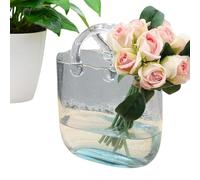 Vase en verre soufflé à la main avec bulle, vase à fleu en forme de sac à main unique pour centres de table, décoration d'intérieur moderne