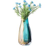 Vase en Verre soufflé à la Main, Vase à Fleurs Moyen à Large Ouverture, décoration Artistique Unique en Verre Turquoise Moderne, vases incassables pour centres de Table, décoration de Salon, Cadeaux