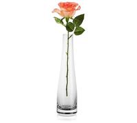 Vase en Verre Soufflé Fait à la Main à Tige Unique pour Centre de Table de Mariage, Réception, Table à Manger - Fleurs Roses Simples (Transparent)