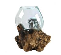 Vase en Verre Soufflé sur Racine de Gamal Hauteur 30 à 35cm Marron / Chocolat