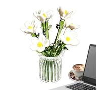 Vase en Verre Transparent | avec Bouquet pour Décoration de Table - Vase à Fleurs Moderne pour Centres de Table | Pour Chambre Salon Salle De Bain Cuisine Intérieur Anniversaire Fête Des Mères Mariage