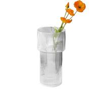 Vase en Verre Transparent - Vase Décoratif Cannelé | Vaśe Moderne Décoratif Strié pour Décoration de Mariage, Vaśe Cylindrique pour Culture Hydropönique, Décoration Esthétique pour Maison, Table à Man