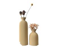 Vase Ensemble de 2 vases décoratifs à Motifs ondulés for Fleurs séchées, idéal for la décoration Bureau, d'entrée ou Salon DéCoration du Salon(Wood Color)