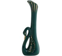 Vase exquis créatif en forme de cygne nordique de luxe en céramique dorée pour arrangement floral décoration de maison, salon, table à manger (vert)