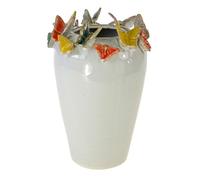 Vase FleuR de Papillon Blanc 3D en Grès Ø 15 cm Hauteur 22 cm Deko Intérieur
