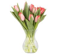 Vase Fleur Décoration Chambre Lyra Luminous Tulipe Verre Transparent Strie Longitudinale, ⌀ 11 cm, 1229 ML