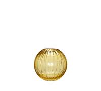 Vase en verre jaune, à poser, rond, ondulé - Hübsch, Fleur - Ø18xH17 cm