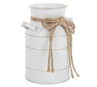 Vase Fleurs Pichet Vintage Européen en Fer avec Poignée | Vase en Fer pour Herbes Séchées, Blanc, Décoratif à Poser ou Suspendre