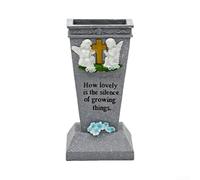 Vase funéraire en résine avec anges priants et croix | Support de fleur de cimetière pour pierre tombale, résistant aux intempéries, décoration de condoléances pour funérailles et
