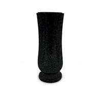 Vase funéraire en résine imitation granit suédois noir - Hauteur : 20 cm - Diamètre : 10 cm - Élégant vase de cimetière résistant aux intempéries et au gel - Avec insert en plastique - Élégante