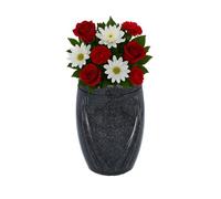 Vase funéraire gravé - Gris foncé Granit Cimetière Fleur Vase (Plaque NO)