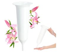 Vase funéraire KADAX, Vase en Plastique, Vase à Fleurs, Vase en Plastique pour Fleurs, Vase de cimetière résistant aux intempéries, Vase enfichable antigel pour Tombe (13,5 cm, avec Piquet, Blanc)