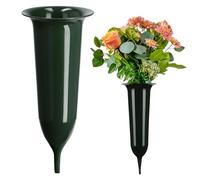 Vase funéraire KADAX, Vase en Plastique, Vase en Plastique pour Fleurs, Vase de cimetière résistant aux intempéries, Vase enfichable résistant au Gel pour Tombe (10cm, avec Piquet, Vert)