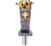 Vase funéraire solaire avec lumière LED | Support de fleurs commémoratif des intempéries avec terre pour cimetière et jardin | Vase à énergie solaire pour fleurs fraîches et artificielles