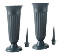 Vase funéraire uni à pointes pour tombe - Résine PP - Pot de fleurs en plastique - Pot de fleurs de bureau (vert)