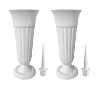 Vase funéraire uni à pointes pour tombe - Résine PP - Pot de fleurs en plastique - Pot de fleurs de bureau - Blanc