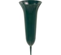 Vase funéraire vert foncé 31cm Set de 5 avec piquet de terre - Décoration funéraire élégante & résistante aux intempéries