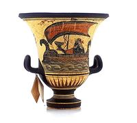 Vase grec antique Cratère Poterie Déesse Aphrodite & God Dionysus 6.9'' Noir, Rouge