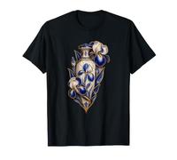 Vase Hexagonal en Porcelaine avec Fleurs d'iris Bleu et crème T-Shirt